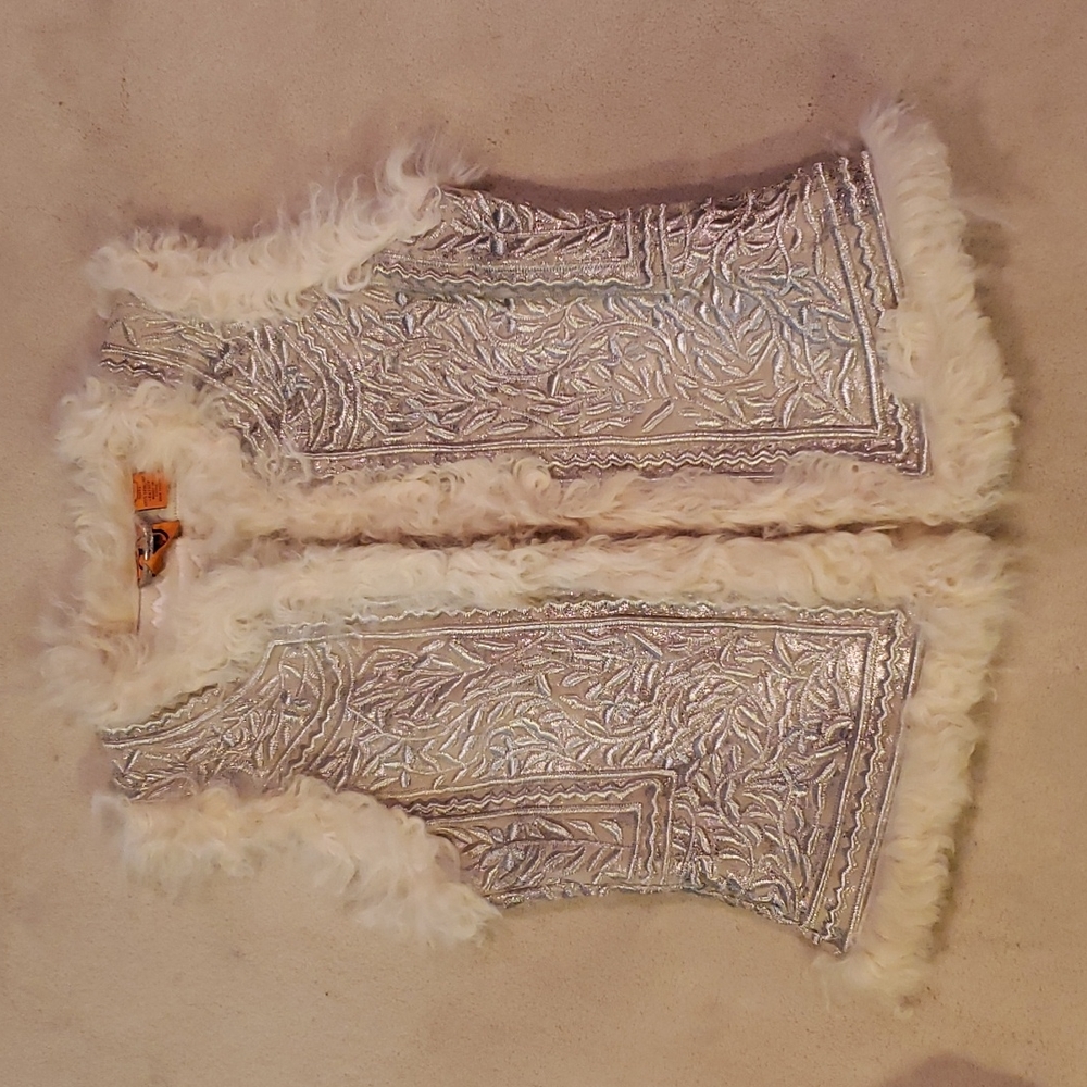 Tory Burch metallic embroidered leather vest